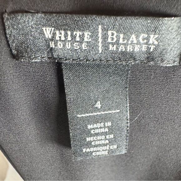 White House Black Market black cascading ruffle asymmetrical midi dress size 4 - Picture 5 of 6